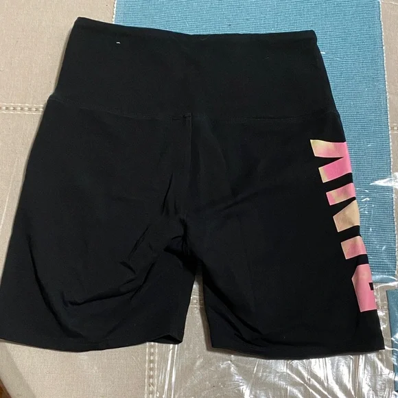 PINK Victoria's Secret Black Shorts with Pink Gradient Logo - Picture 2 of 4